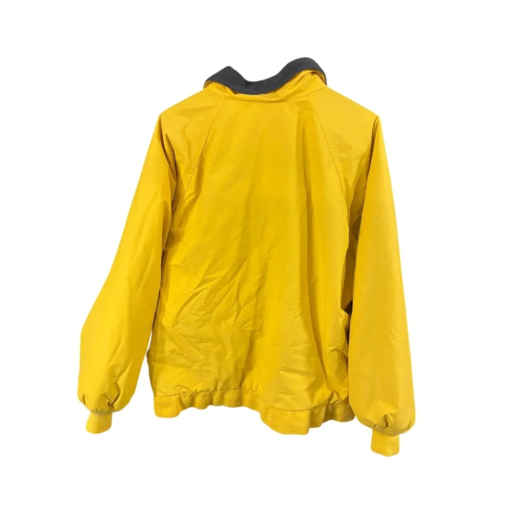 Lands End Squall Jacket Mens Medium Yellow Fleece Lined Full Zip Windbreaker